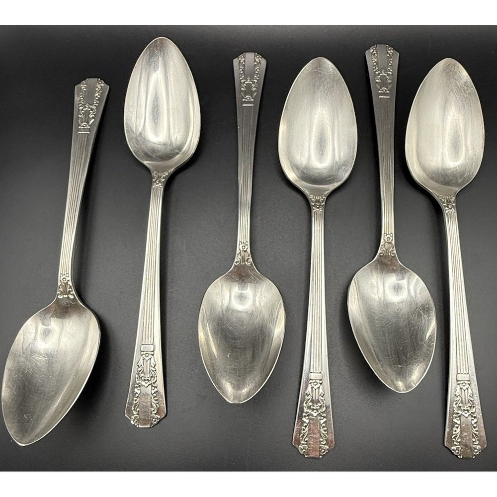 Vintage Oneida Wm A Rogers Silverplate Place Spoon Avenue Pattern 1939 Set Of 6